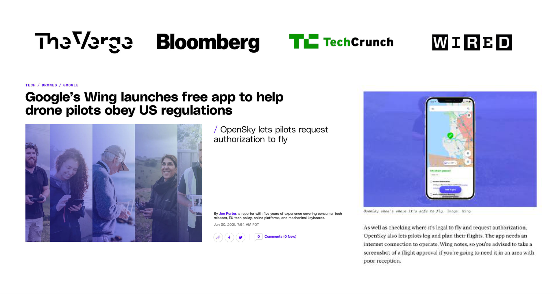 Coverage in The Verge, Bloomberg, TechCrunch, and WIRED